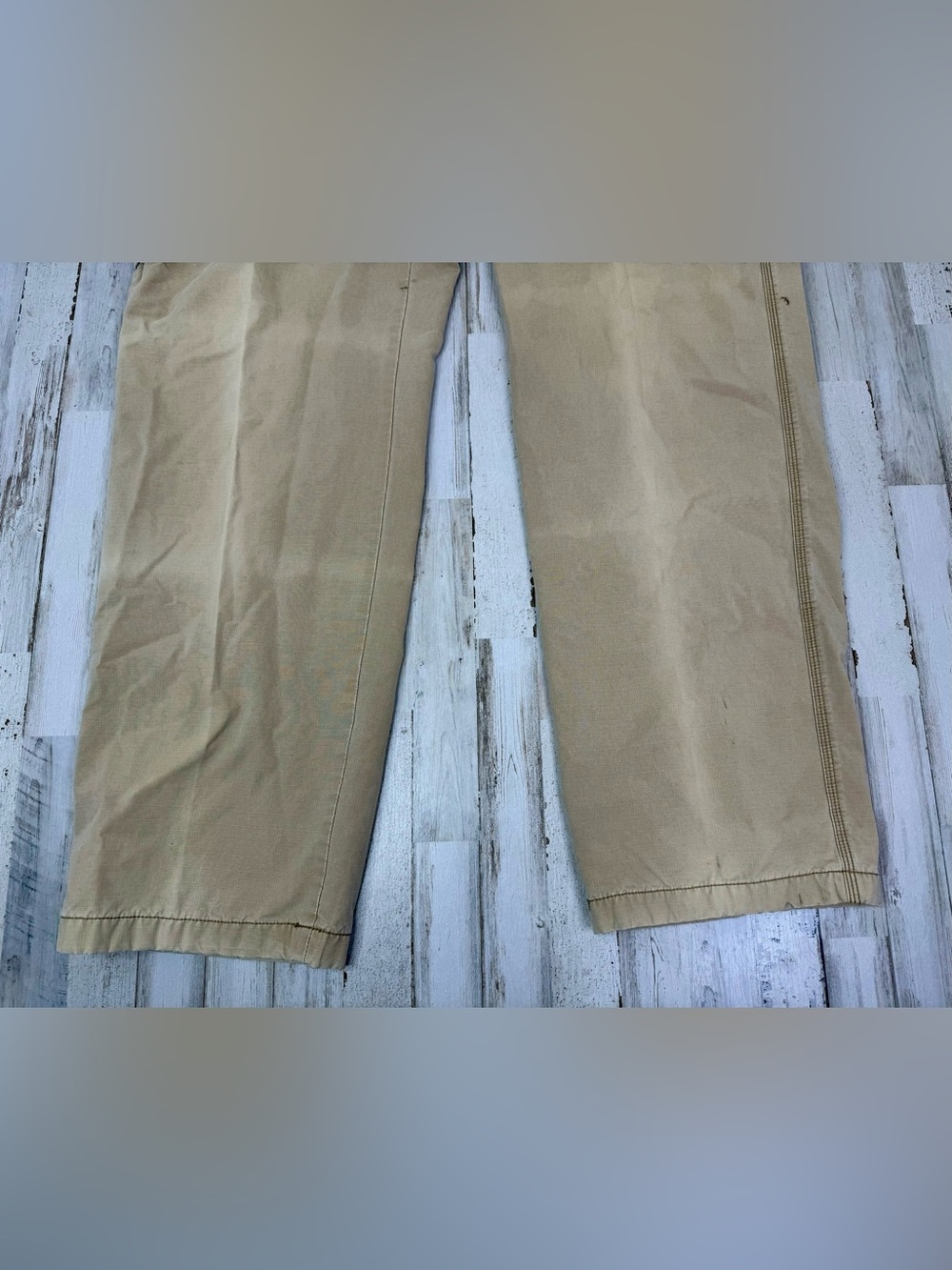 L.L. Bean Mens 44x35 Reinforced Knee Utility Pants Tan Cargo Fleece Lined - Picture 3 of 10